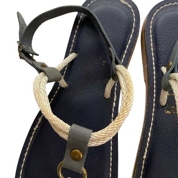 Kino Cordones Navy Rope Flip Flops Strap Sandals-6 - Picture 6 of 11